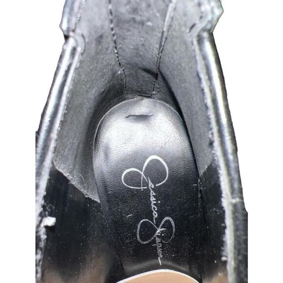 Women's Jessica Simpson Livia Black Leather and Fabric Booties Size 5.5 - Picture 7 of 7